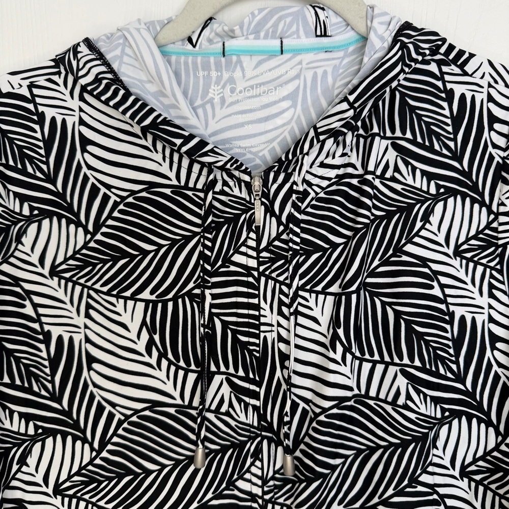 NWT Coolibar Wailea Black and White Hooded Swim Cover-Up UPF 50 Summer Beachwear - Picture 7 of 14